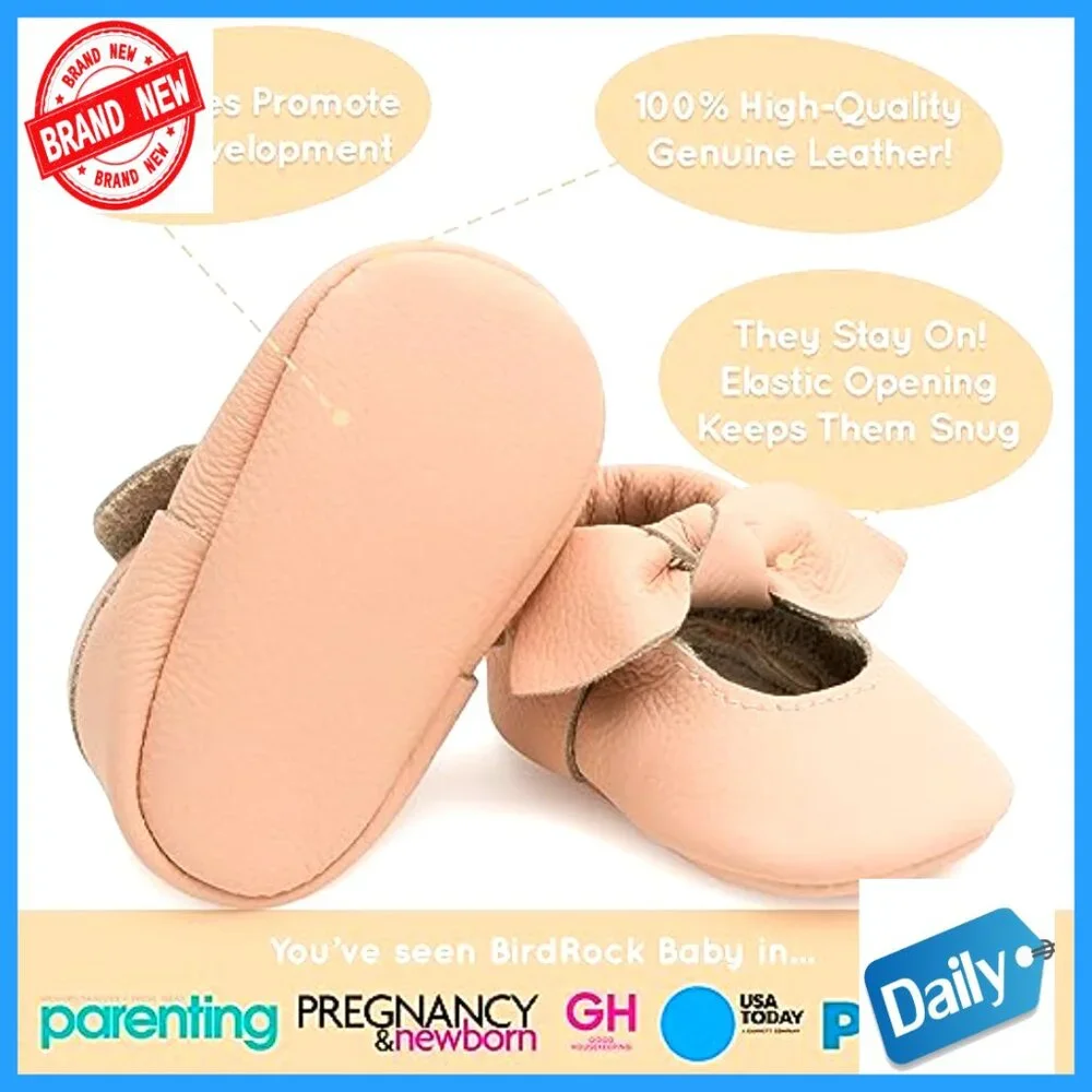 Genuine Leather Baby Mocc with Elastic Band, Stays On
